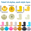 SUNNYCLUE 14Pcs 14 Style Silicone Beads SIL-SC0001-22-2