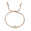 Brass Enamel White Evil Eye Link Braclets FV7122-1-1