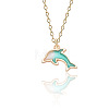 Summer Beach Dolphin Alloy Enamel Pendant Necklaces FS-WG5B62D-02-1