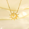 304 Stainless Steel Sun Moon Star Pendant Necklaces for Women NJEW-B158-02G-1