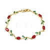 Brass Glass Flower Link Chain Bracelets KK-CBA7DFA-01G-09-4