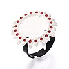 Adjustable Flower Alloy & Iron Rhinestone Bezel Cup Ring Base with Rotatable Tray MAK-T012-09S-1