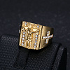 Cross with Jesus Pattern 304 Stainless Steel with Crystal Rhinestone Finger Rings for Men FS-WG78AD7-02-2