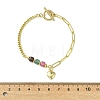 Brass Heart Charm Bracelets BJEW-JB13612-3