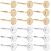 200Pcs 2 Colors 304 Stainless Steel Flat Round Blank Peg Stud Earring Findings STAS-SC0021-52-1