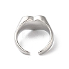 Shell Heart Open Cuff Ring for Women RJEW-C091-07P-01-3