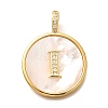 Rack Plating Brass Micro Pave Clear Cubic Zirconia Pendants with Shell KK-M309-42G-I-1