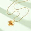 Brass Enamel Pendant 304 Stainless Steel Round Snake Chain Necklaces for Women KK-CBA3D94-01A-G-3