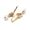Heart with Imitation Pearl Beads Sparkling Cubic Zirconia Dangle Earrings for Her ZIRC-C025-28G-2