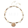 3Pcs 3 Styles Ocean Theme Spray Painted Opaque Acrylic Starfish Shell Conch Shape Pendant Synthetic Turquoise & Coconut & Electroplate Glass Braided Bead Necklaces NJEW-JN06203-4