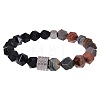 Natural Ocean Agate & Obsidian Beaded Stretch Bracelets for Men LN1122-9-1