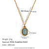 316L Surgical Stainless Steel with Natural Aventurine Pendant Necklaces WGEA815-11-1