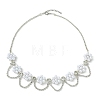 Plastic Pearl Beaded Flower Tassel Iron Crystal Rhinestone Tennis Bib Necklaces for Women NJEW-JN06129-2
