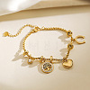 304 Stainless Steel & Crystal Rhinestone Charm Bracelets WG20FFB-01-2