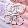 6Pcs 6 Colors 8mm Round Imitated Silicone Acrylic Beaded Stretch Bracelet Sets BJEW-JB10792-2