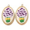 304 Stainless Steel & Cloth Embroidered Pendants FB-CBAFBAF-03G-1