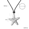 304 Stainless Steel Starfish Pendant Adjustable Black Cord Necklaces WGD88CD-01-2