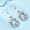 Printed Porcelain Round Dangle Earrings EJEW-JE06838-01-2