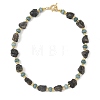 Raw Rough Natural Iolite and Dyed White Jade Rondelle Beaded Necklaces NJEW-JN06646-2