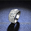 Rhodium Plated 925 Sterling Silver Micro Pave Cubic Zirconia Finger Rings WGBE16F-18-1