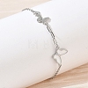 Brass Micro Pave Clear Cubic Zirconia White Butterfly Link Bracelets KK-CBA6980-21P-3