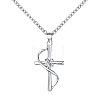 Cross Alloy Crystal Rhinestone Pendant Necklaces for Women Men WG08149-02-2
