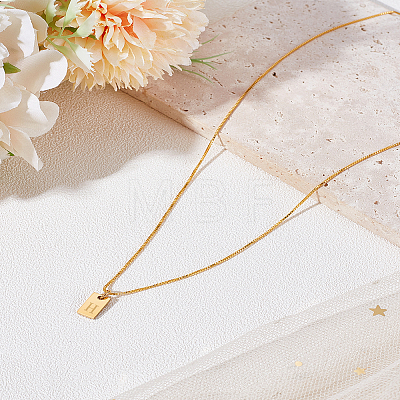 1Pc Stainless Steel Letter Rectangle Pendant Necklaces NJEW-LP0001-34H-G-1