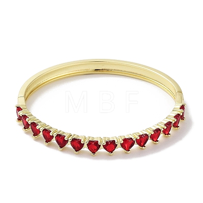 Brass Pave Crimson Glass Hinged Bangles for Women BJEW-Z061-08B-1
