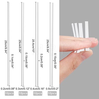 Olycraft 8 Sets 4 Styles ABS Plastic Square Bar Rods DIY-OC0008-29-1