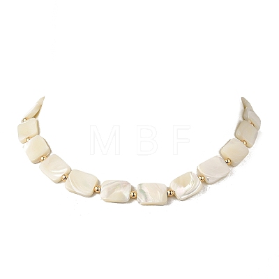 Natural Trochid Shell/Trochus Shell Rectangle Beaded Necklaces for Women NJEW-JN06401-1