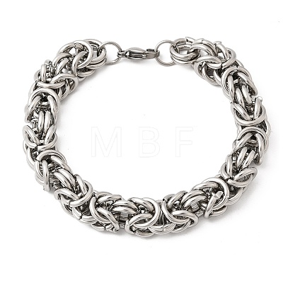 201 Stainless Steel Byzantine Chains Chain Bracelets for Women Men STAS-T077-18P-1