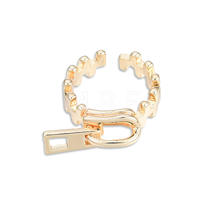Zipper Shape Brass Cuff Ring for Women RJEW-N039-07LG-1
