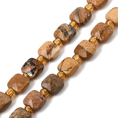 Natural Picture Jasper Beads Strands GG-CBA96AE-A02-6x6mm-1