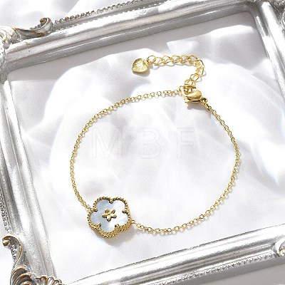 304 Stainless Steel Cable Chain Charm Bracelets for Women BJEW-U024-03G-02-1