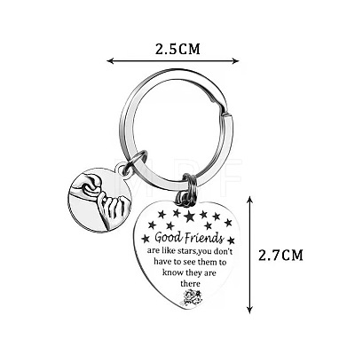 Stainless Steel Heart Lettering Pendants Keychain HEAR-PW0001-154-1