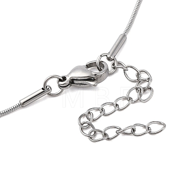 304 Stainless Steel Round Snake Chain Textured Bar Pendant Necklaces for Women NJEW-K276-15P-1