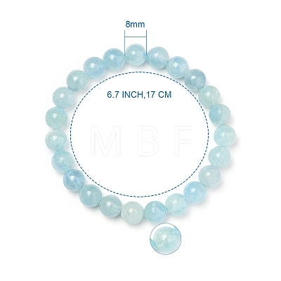 SUNNYCLUE Natural Aquamarine Round Beads Stretch Bracelets BJEW-PH0001-8mm-19-1