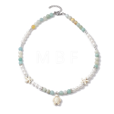 Mixed Gemstone and Pearl Beads Necklaces NJEW-JN04790-1