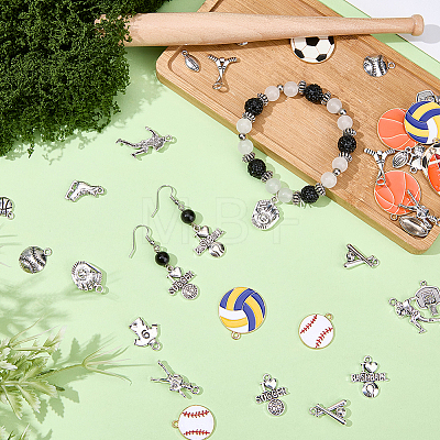 40Pcs 20 Styles Sports Tibetan Style Alloy & Alloy Enamel Pendants FIND-BM0001-58-1
