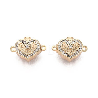 Brass Micro Pave Clear Cubic Zirconia Box Clasps KK-Q074-07G-1