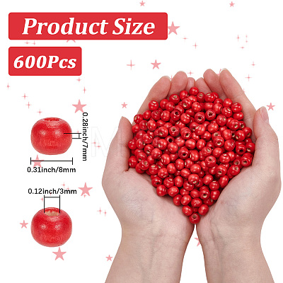 600Pcs Dyed Natural Wood Beads COCO-SC0002-39-1