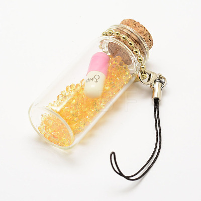 Glass Wishing Bottle Pendant Decoration HJEW-F003-01-1