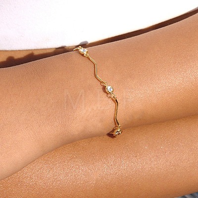 304 Stainless Steel Cubic Zirconia Link Bracelets SA-CBA8C9C-04B-G-1