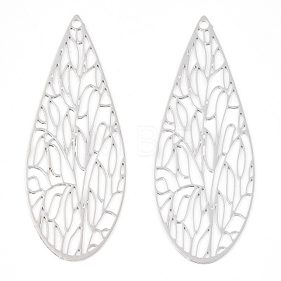 Rack Plating Brass Filigree Pendants KKC-T001-68P-1