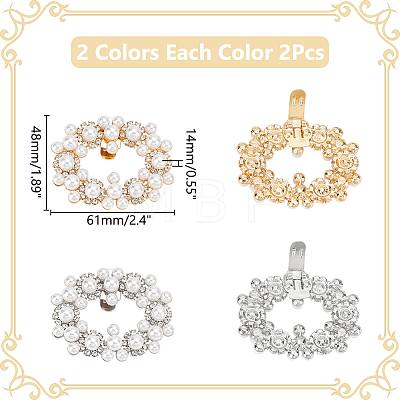 WADORN 4Pcs 2 Colors Detachable Iron Rhinestone Shoe Buckle Clips AJEW-WR0002-40-1