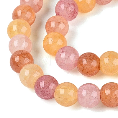Ombre Effect Dyed Crackle Glass Beads Strands GLAA-Q106-01A-B19-1