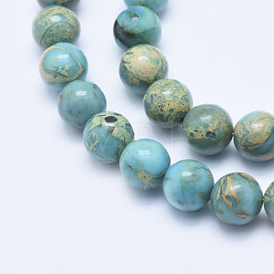 Natural Aqua Terra Jasper Beads Strands G-E444-14A-10mm-1