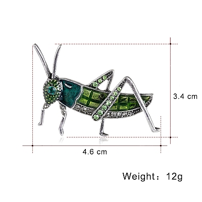 Grasshopper Alloy Rhinestone Brooches PW-WG09710-01-1