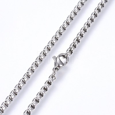 Non-Tarnish 304 Stainless Steel Box Chain Necklaces NJEW-F227-09P-08-1