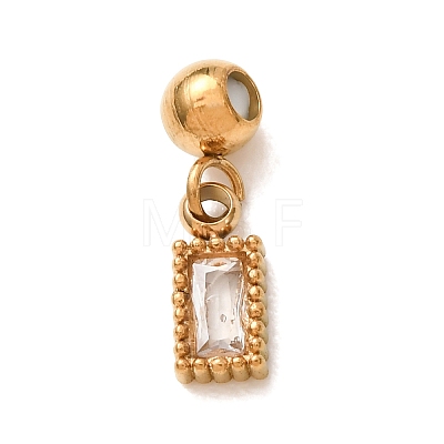 304 Stainless Steel Pave Clear Cubic Zirconia Charms CU-CBAB6EC-14G-01-1